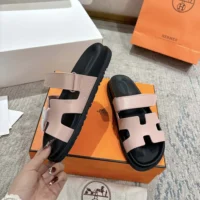 Hermes Unisex Chypre Sandal-Pink H222299ZCG350 (1)