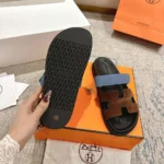 Hermes Unisex Chypre Sandal-Blue/Brown H222856ZHME390