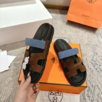 Hermes Unisex Chypre sandal-BlueBrown H222856ZHME390 (1)