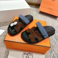 Hermes Unisex Chypre sandal-BlueBrown H222856ZHME390 (1)