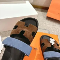 Hermes Unisex Chypre sandal-BlueBrown H222856ZHME390 (1)