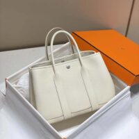 Hermes Unisex Garden Party 30 Voyage Bag-White (1)