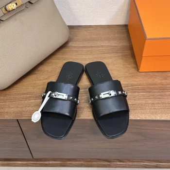 Hermes Unisex Giulia Sandal-Black H242099Z