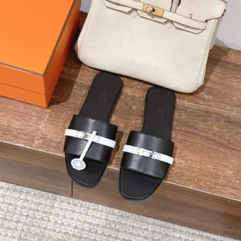 Hermes Unisex Giulia sandal-Black/White H251028Z