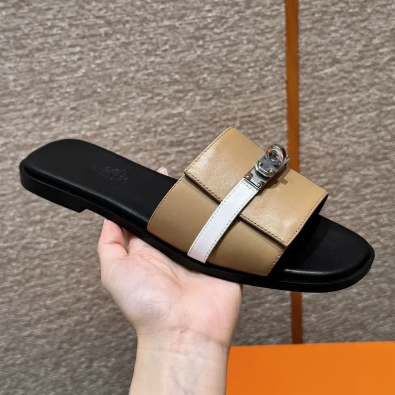 Hermes Unisex Giulia sandal-Sandy/White H231056Z