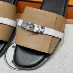 Hermes Unisex Giulia sandal-Sandy/White H231056Z