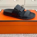 Hermes Unisex Jackson Sandal-Black H252942Z