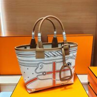 Hermes Unisex Steeple 25 Cais Ecru Tote Bag-Brown H083877CKAA (1)