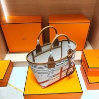 Hermes Unisex Steeple 25 Cais Ecru Tote Bag-Brown H083877CKAA (1)