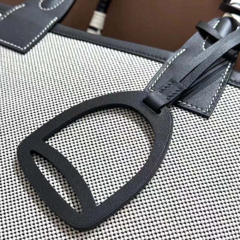 Hermes Unisex Steeple 25 Ecru Tote Bag-Black H083618CKAE