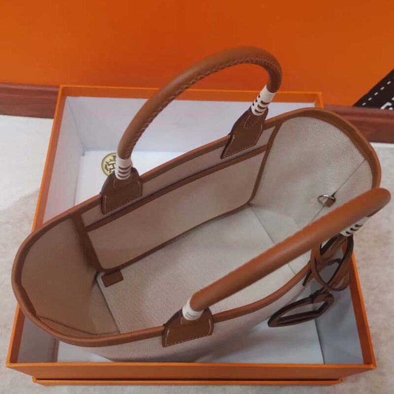Hermes Unisex Steeple 25 Ecru Tote Bag-Brown H083611CKAE