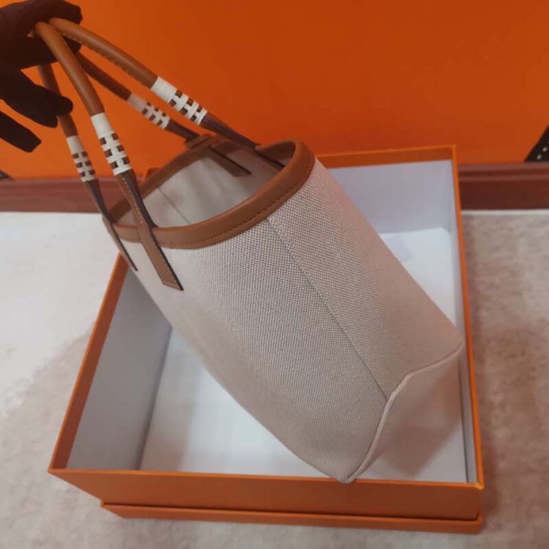 Hermes Unisex Steeple 25 Ecru Tote Bag-Brown H083611CKAE