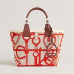 Hermes Unisex Steeple 25 Ecru Tote Bag-Orange H083621CKAB