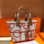 Hermes Unisex Steeple 25 Ecru Tote Bag-Orange H083621CKAB
