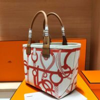 Hermes Unisex Steeple 25 Ecru Tote Bag-Orange H083621CKAB (1)