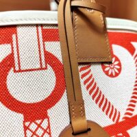 Hermes Unisex Steeple 25 Ecru Tote Bag-Orange H083621CKAB (1)