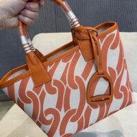 Hermes Unisex Steeple 25 Ecru Tote Bag-Orange H084533CKAB (1)
