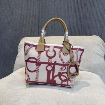 Hermes Unisex Steeple 25 Ecru Tote Bag-Purple H083621CKAC