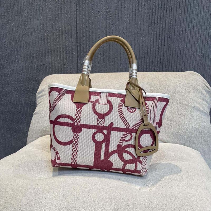 Hermes Unisex Steeple 25 Ecru Tote Bag-Purple H083621CKAC