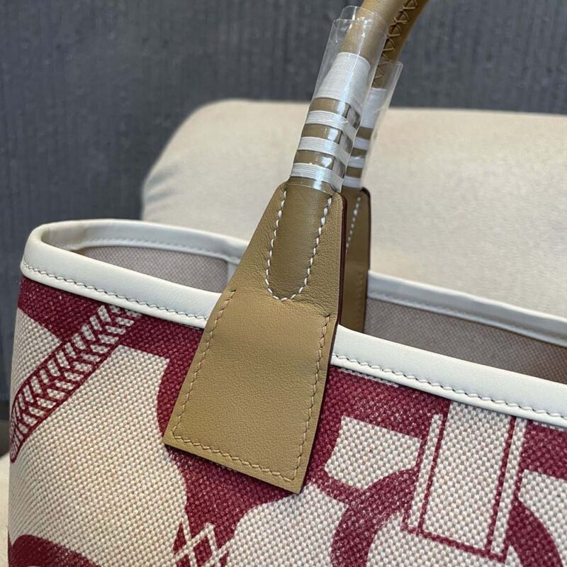 Hermes Unisex Steeple 25 Ecru Tote Bag-Purple H083621CKAC