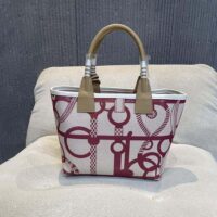 Hermes Unisex Steeple 25 Ecru Tote Bag-Purple H083621CKAC (1)