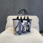 Hermes Unisex Steeple 25 Ecru Tote Bag-Blue H084312CKAB