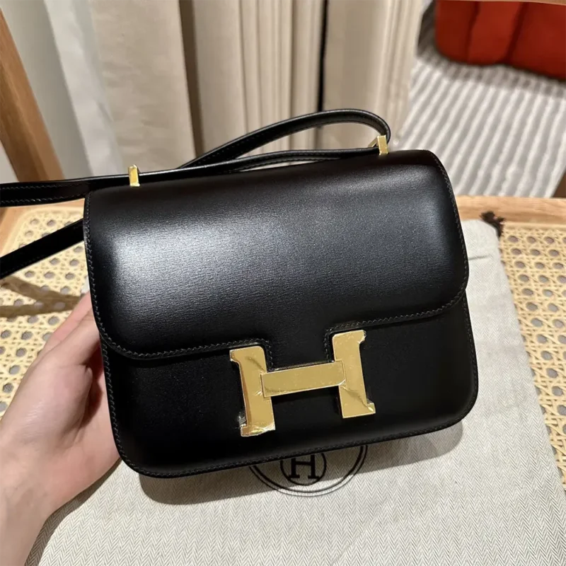 Hermes Women Constance 19 Bag Box Calf Leather-Black
