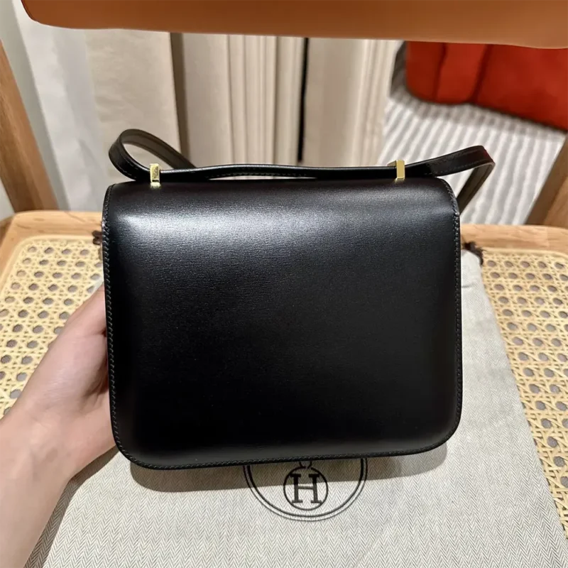 Hermes Women Constance 19 Bag Box Calf Leather-Black