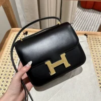 Hermes Women Constance 19 Bag Box Calf Leather-Black (1)