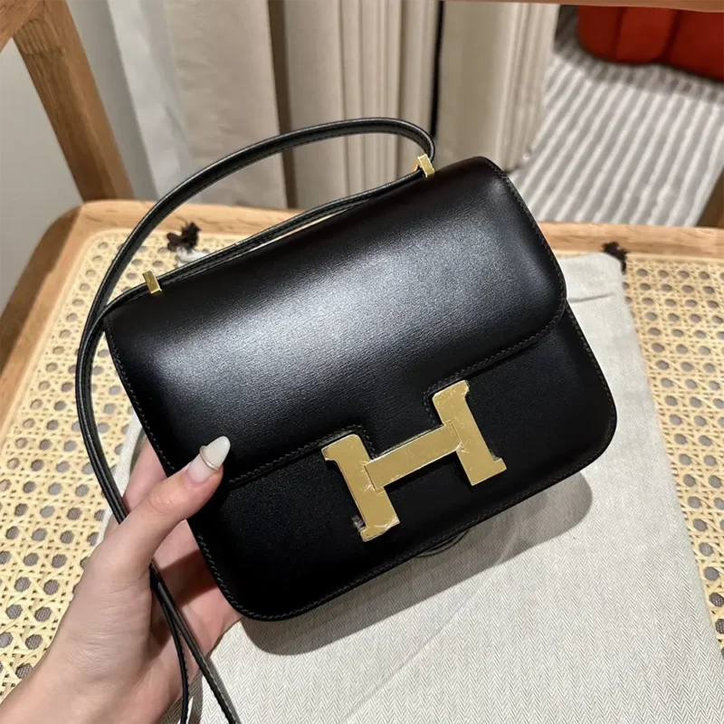 Hermes Women Constance 19 Bag Box Calf Leather-Black