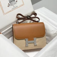 Hermes Women Constance 19 Bag Epsom Leather-BrownSilver (10)