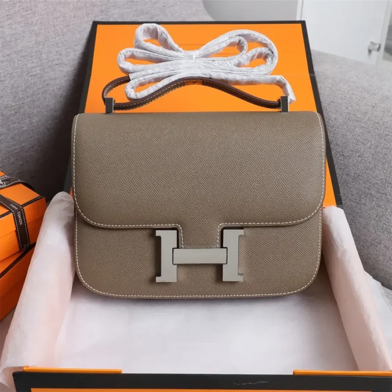 Hermes Women Constance 19 Bag Epsom Leather-Grey/Silver