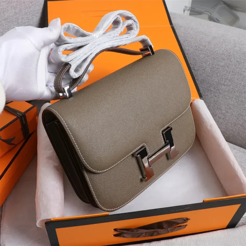 Hermes Women Constance 19 Bag Epsom Leather-Grey/Silver