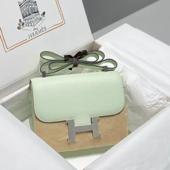 Hermes Women Constance 19 Bag Epsom Leather-Lime/Silver