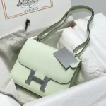 Hermes Women Constance 19 Bag Epsom Leather-Lime/Silver
