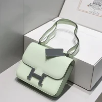 Hermes Women Constance 19 Bag Epsom Leather-LimeSilver (1)