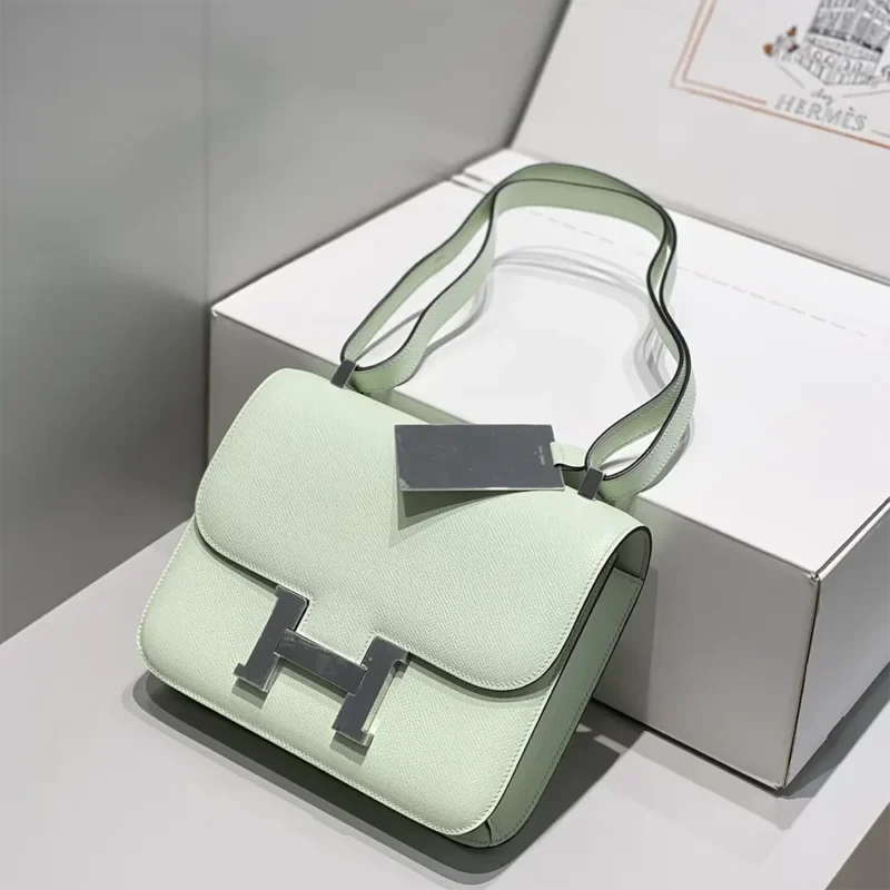 Hermes Women Constance 19 Bag Epsom Leather-Lime/Silver