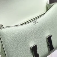 Hermes Women Constance 19 Bag Epsom Leather-LimeSilver (1)
