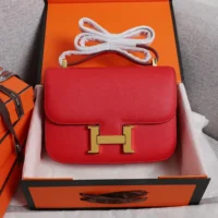 Hermes Women Constance 19 Bag Epsom Leather-RedGold (1)