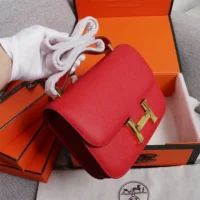 Hermes Women Constance 19 Bag Epsom Leather-RedGold (1)