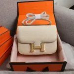 Hermes Women Constance 19 Bag Epsom Leather-White/Gold