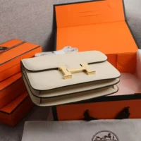 Hermes Women Constance 19 Bag Epsom Leather-WhiteGold (1)