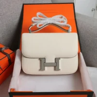Hermes Women Constance 19 Bag Epsom Leather-WhiteSilver (1)