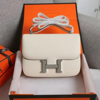 Hermes Women Constance 19 Bag Epsom Leather-White