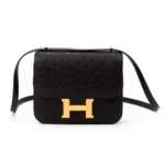 Hermes Women Constance 19 Bag Nata Ostrich Leather-Black