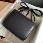 Hermes Women Constance 19 Bag Nata Ostrich Leather-Black