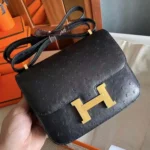 Hermes Women Constance 19 Bag Nata Ostrich Leather-Black