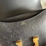 Hermes Women Constance 19 Bag Nata Ostrich Leather-Black