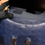 Hermes Women Constance 19 Bag Nata Ostrich Leather-Navy/Silver