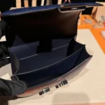 Hermes Women Constance 19 Bag Nata Ostrich Leather-Navy/Silver